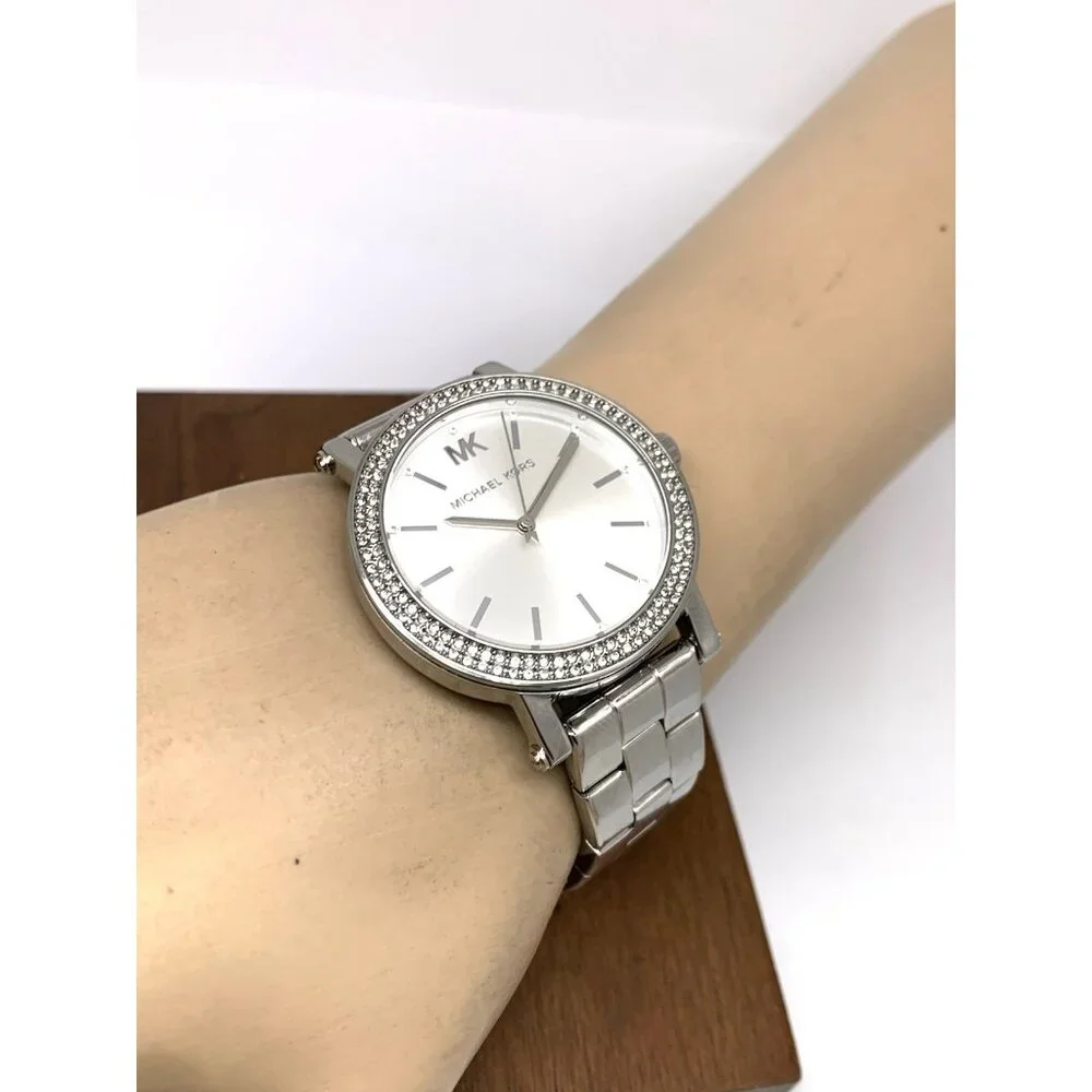 Michael Kors Women's Watch MK7347 Corey Quartz Gemmed Silver Stainless Steel - Picture 5 of 13